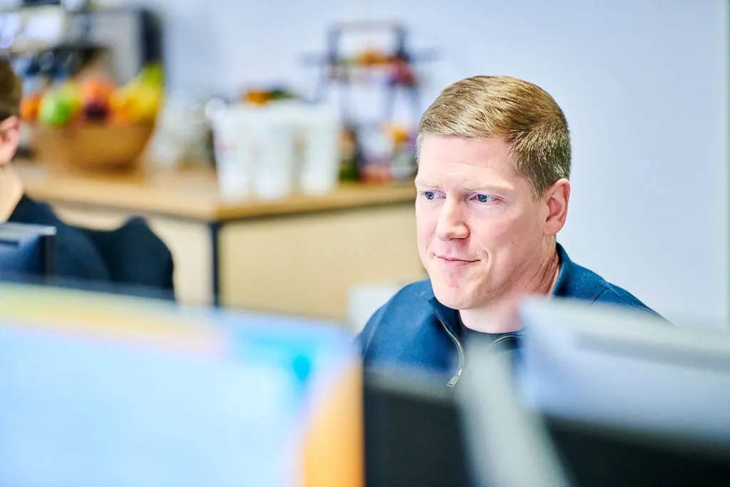 Focus on one colleague diligently undertaking their work