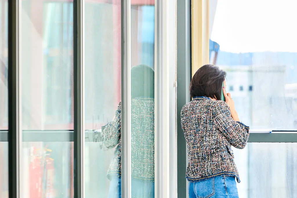 Colleague engaged in a telephone conversation.