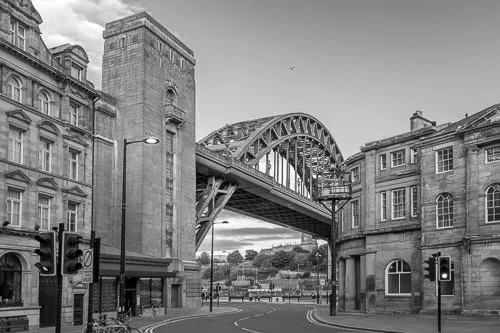 The Tyne Bridge, Newcastle in black and white.