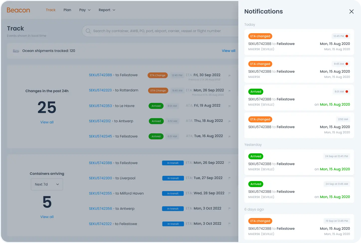 a screenshot of the Beacon dashboard