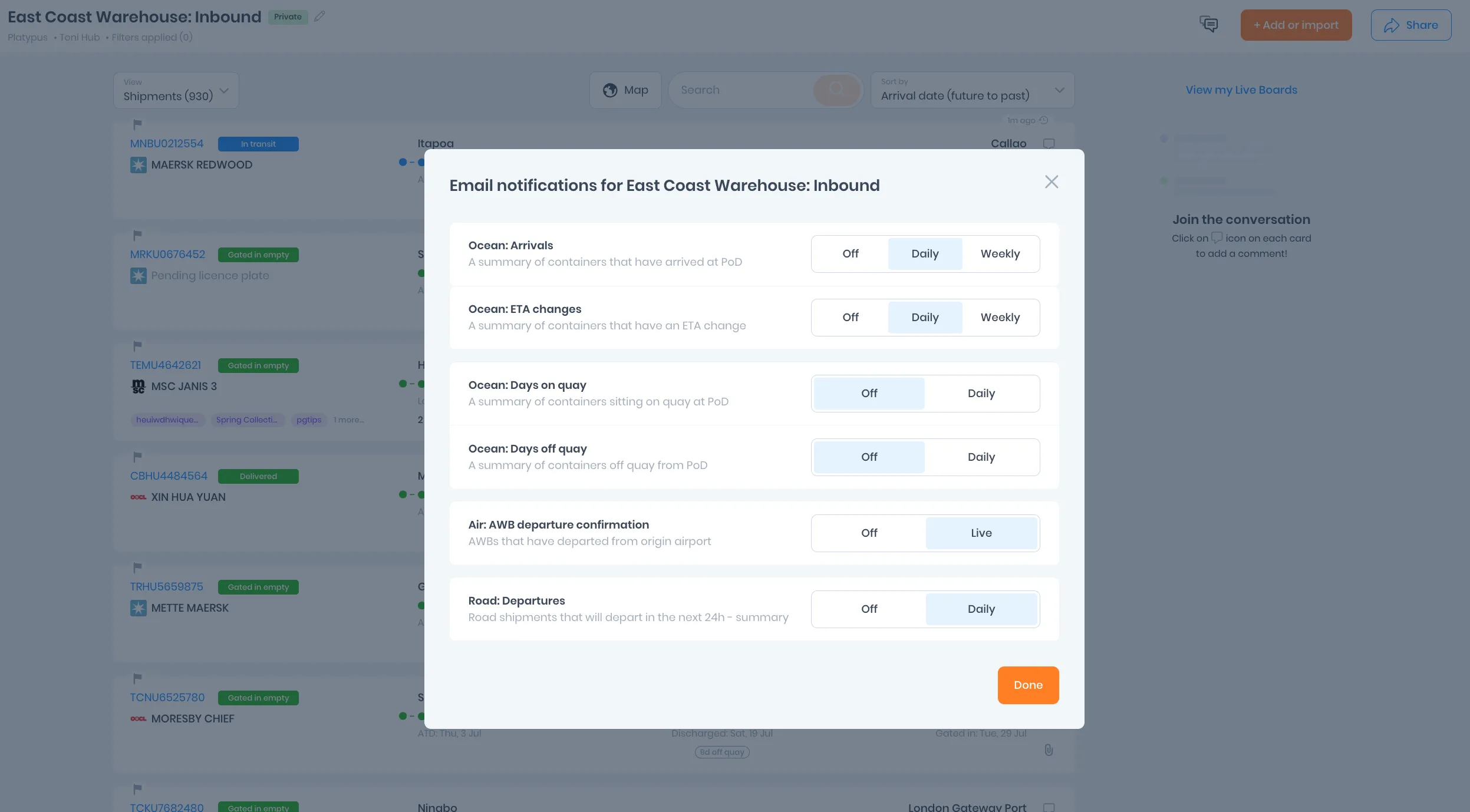Beacon platform Track landing sreen