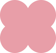 Pink symmetrical shape with four rounded lobes forming a clover-like figure.