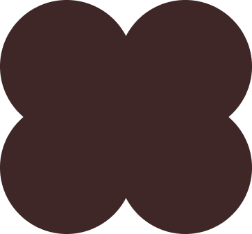 Four overlapping dark brown circles forming a symmetrical clover-like shape.