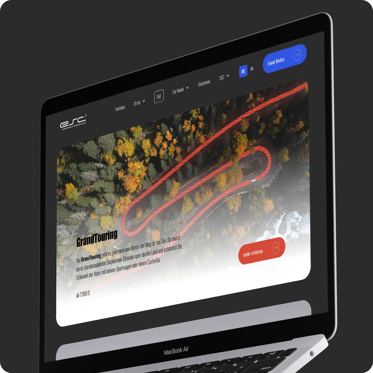 Ein Teil der ESC Website auf dem Bildschirm von einem Laptop