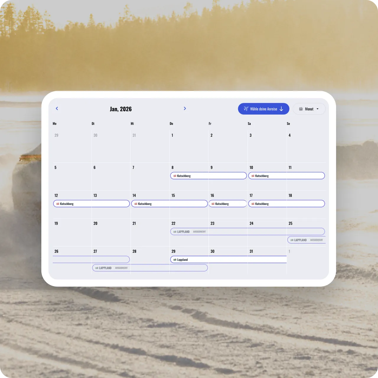 Die Kalender Übersicht aus dem neuen Buchungssystem von ESC