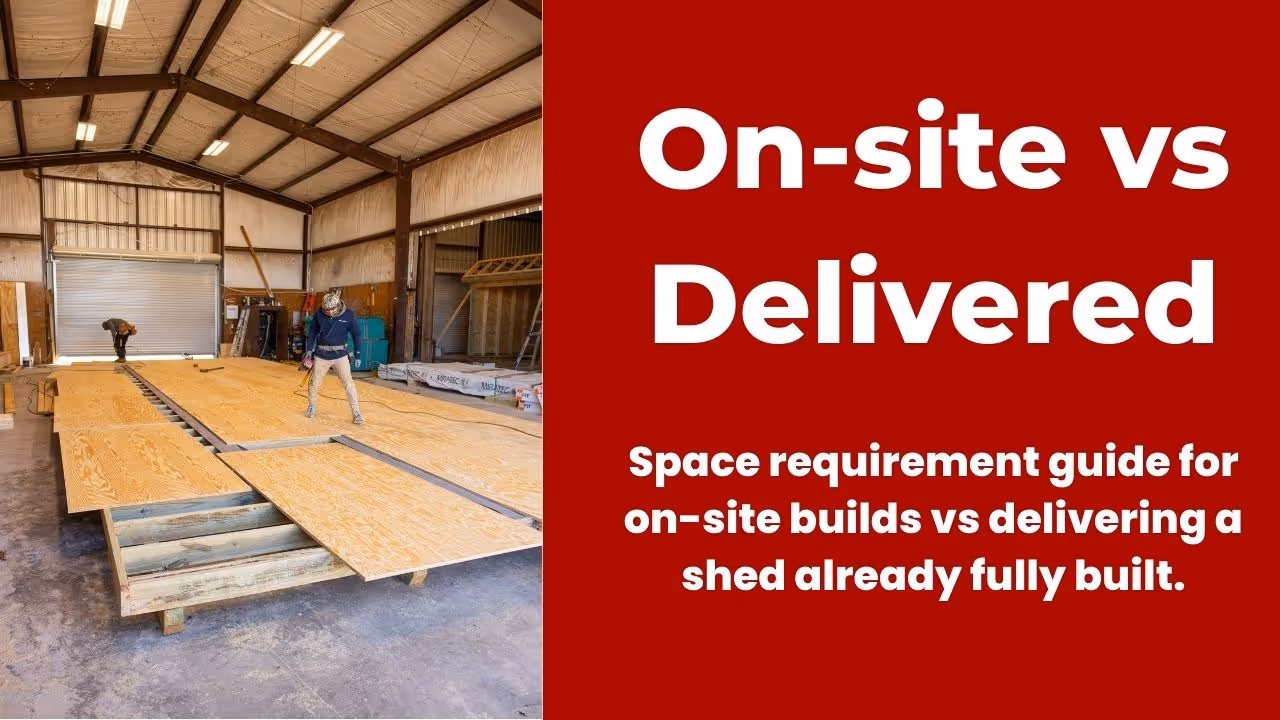 Person moving a shed using a shed mule
