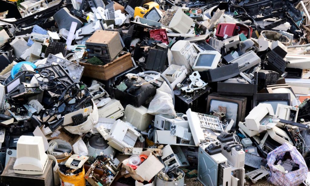 pile of electronic waste at the landfill