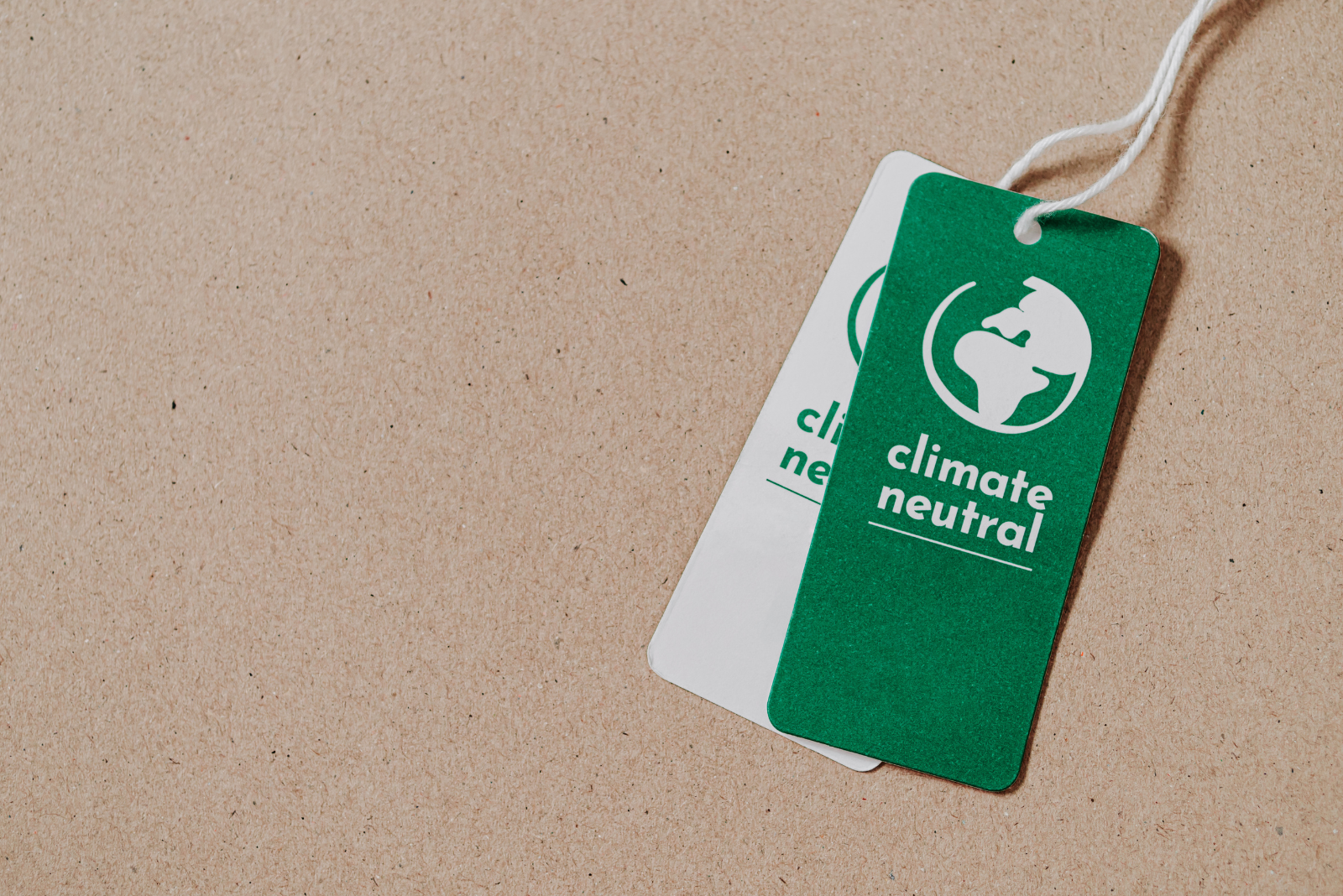 Climate neutral clothing tag representing sustainability claims in the apparel industry.