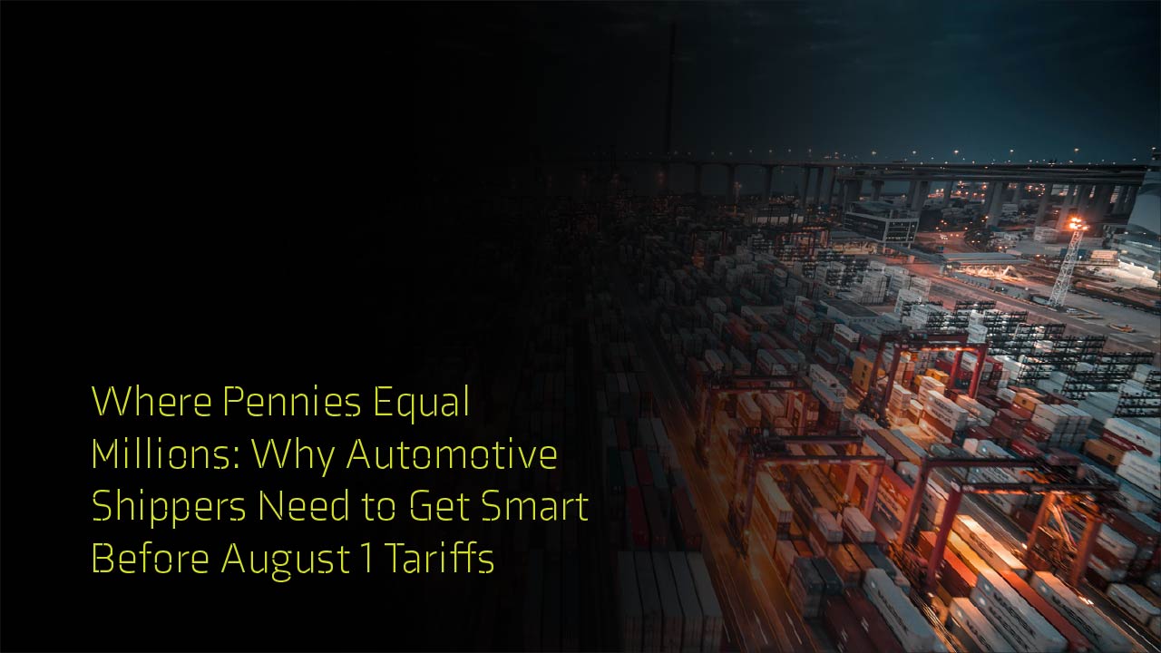 Nighttime view of a busy shipping port with containers and cranes.