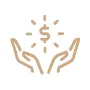 Icon of open hands with a dollar sign above them