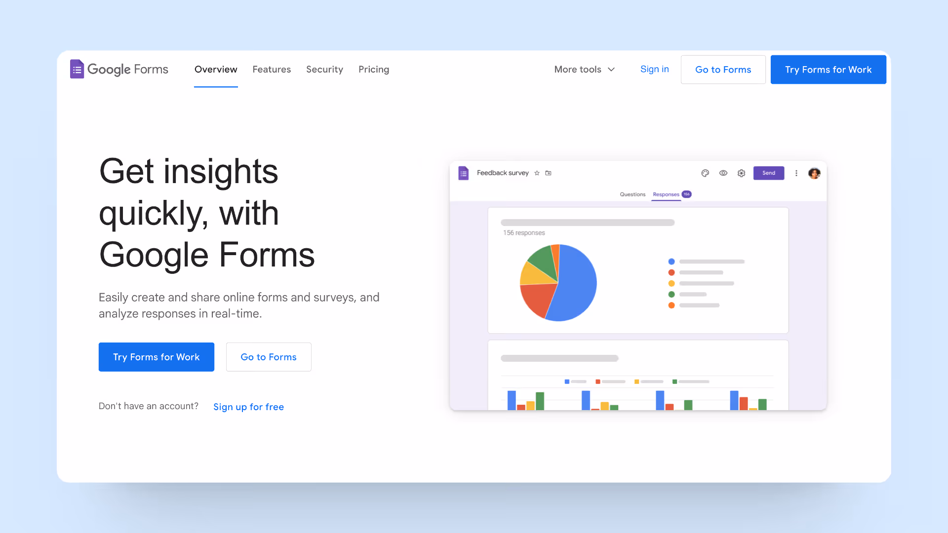 A screenshot of Google Form's homepage