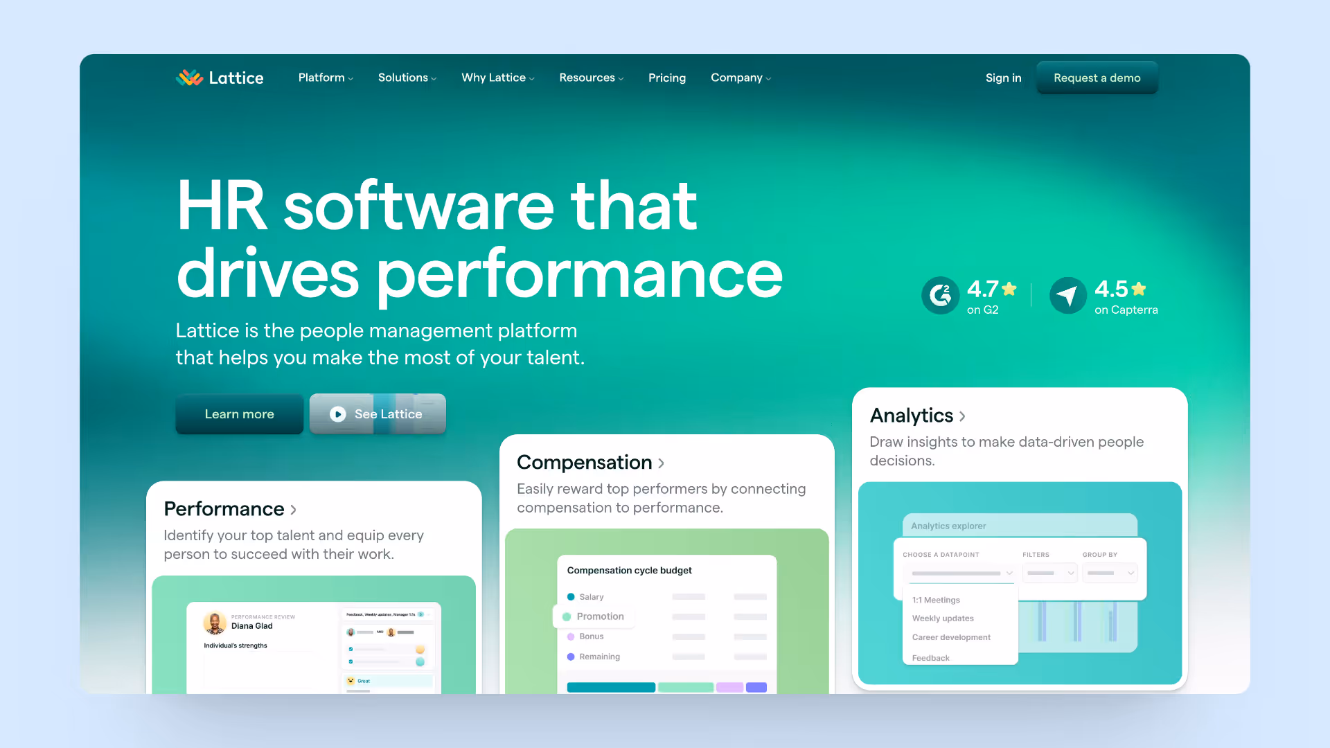 A screenshot of Lattice's homepage