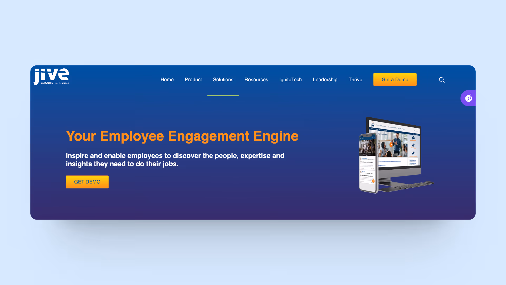 A screenshot of Jive Insight's homepage