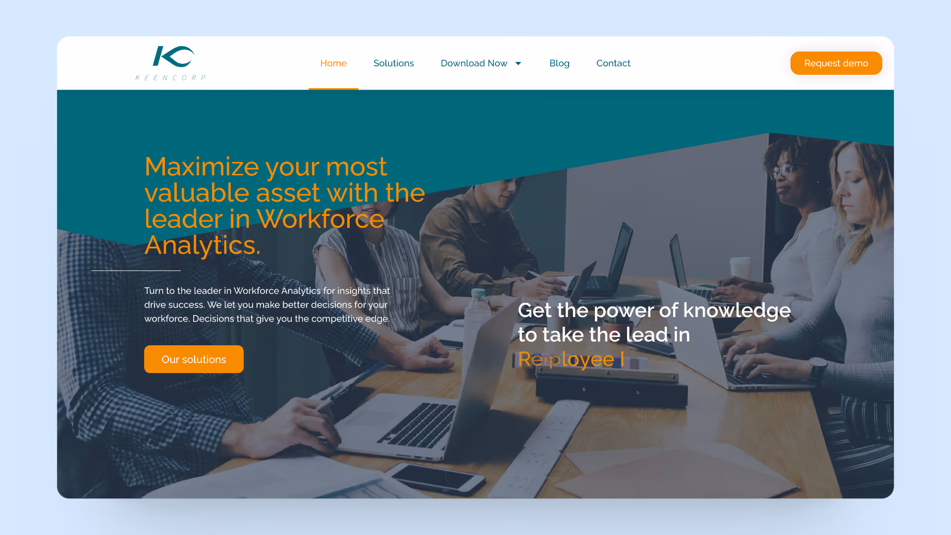 A screenshot of KeenCorp's homepage