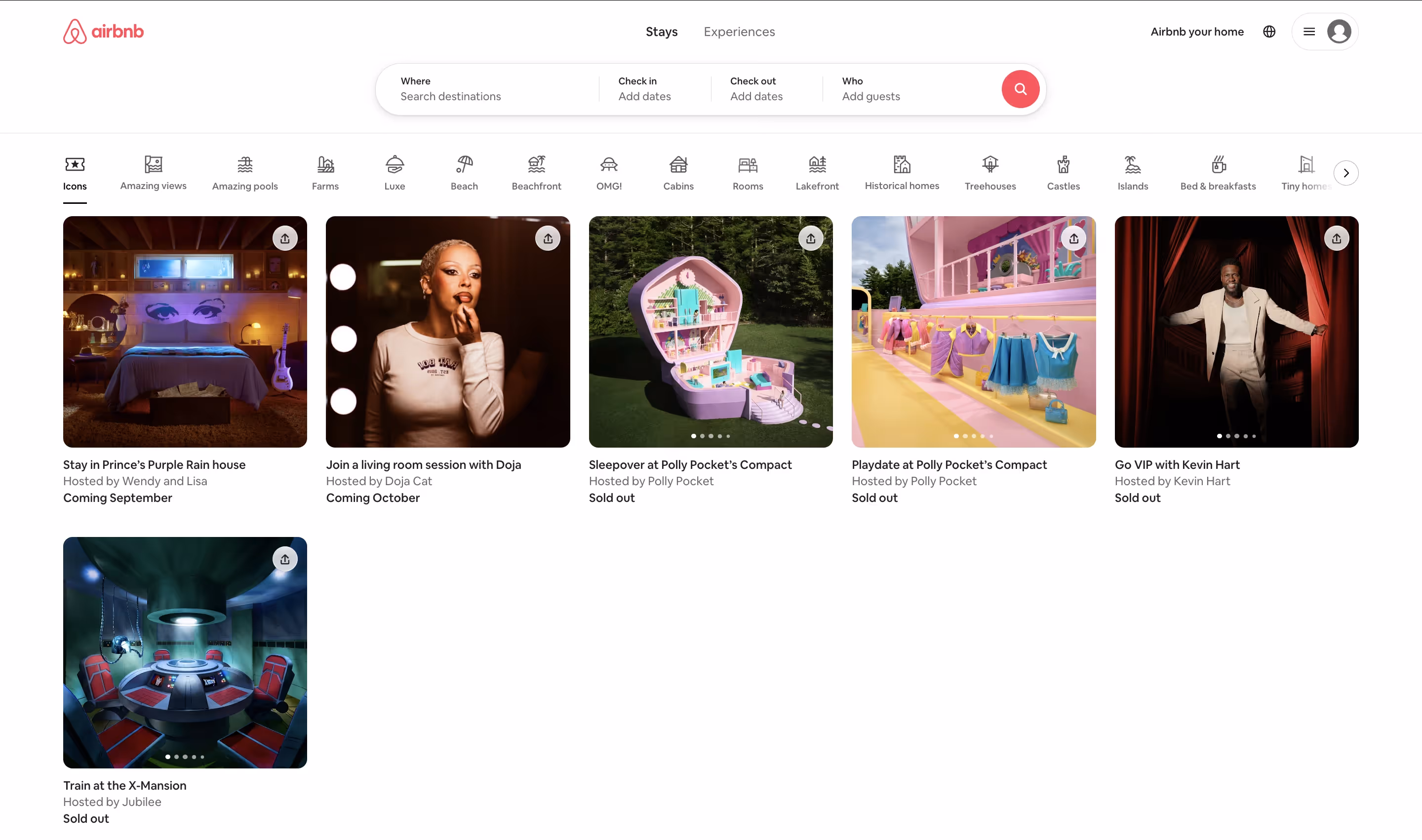 Airbnb's homepage