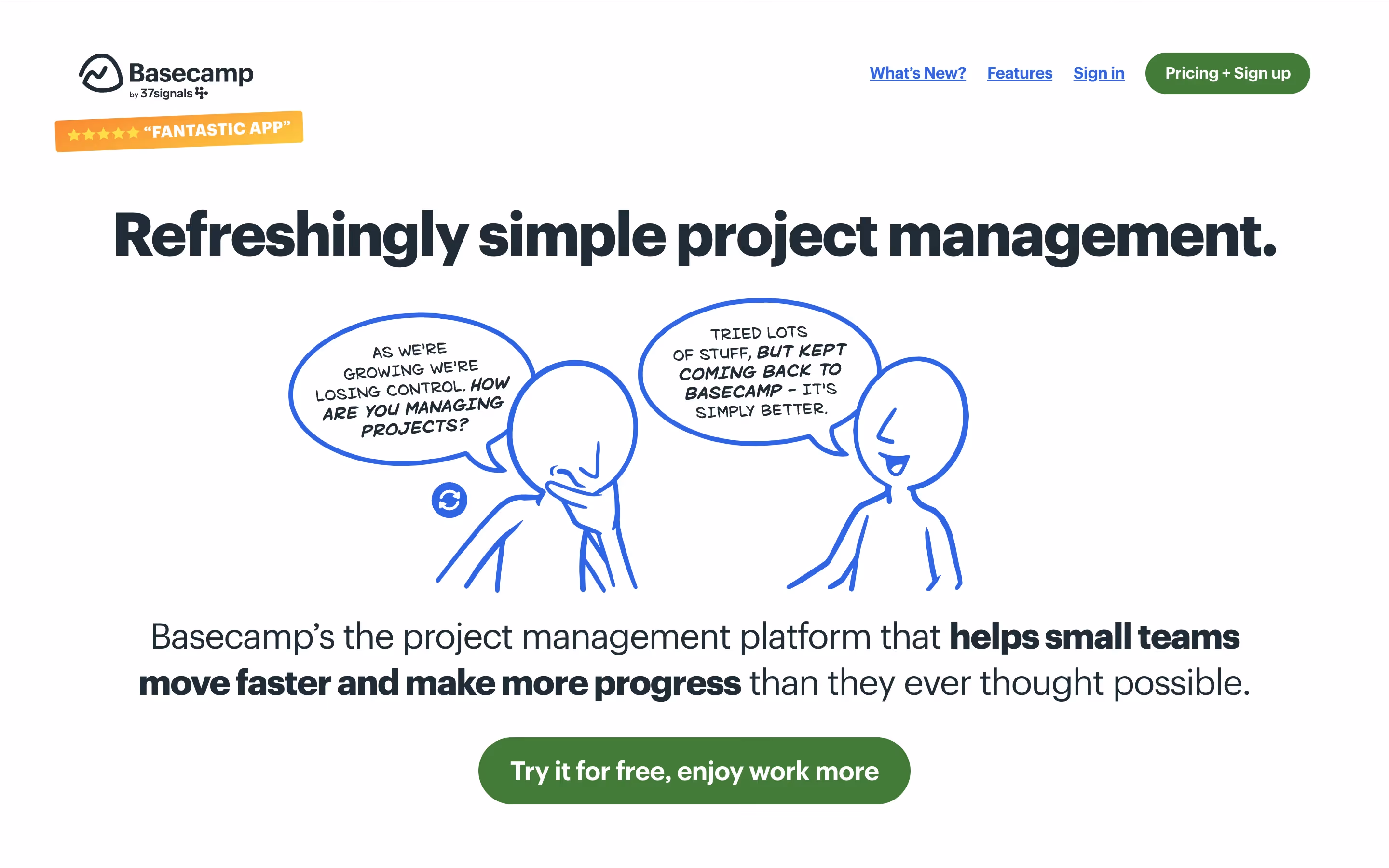 Basecamp's homepage