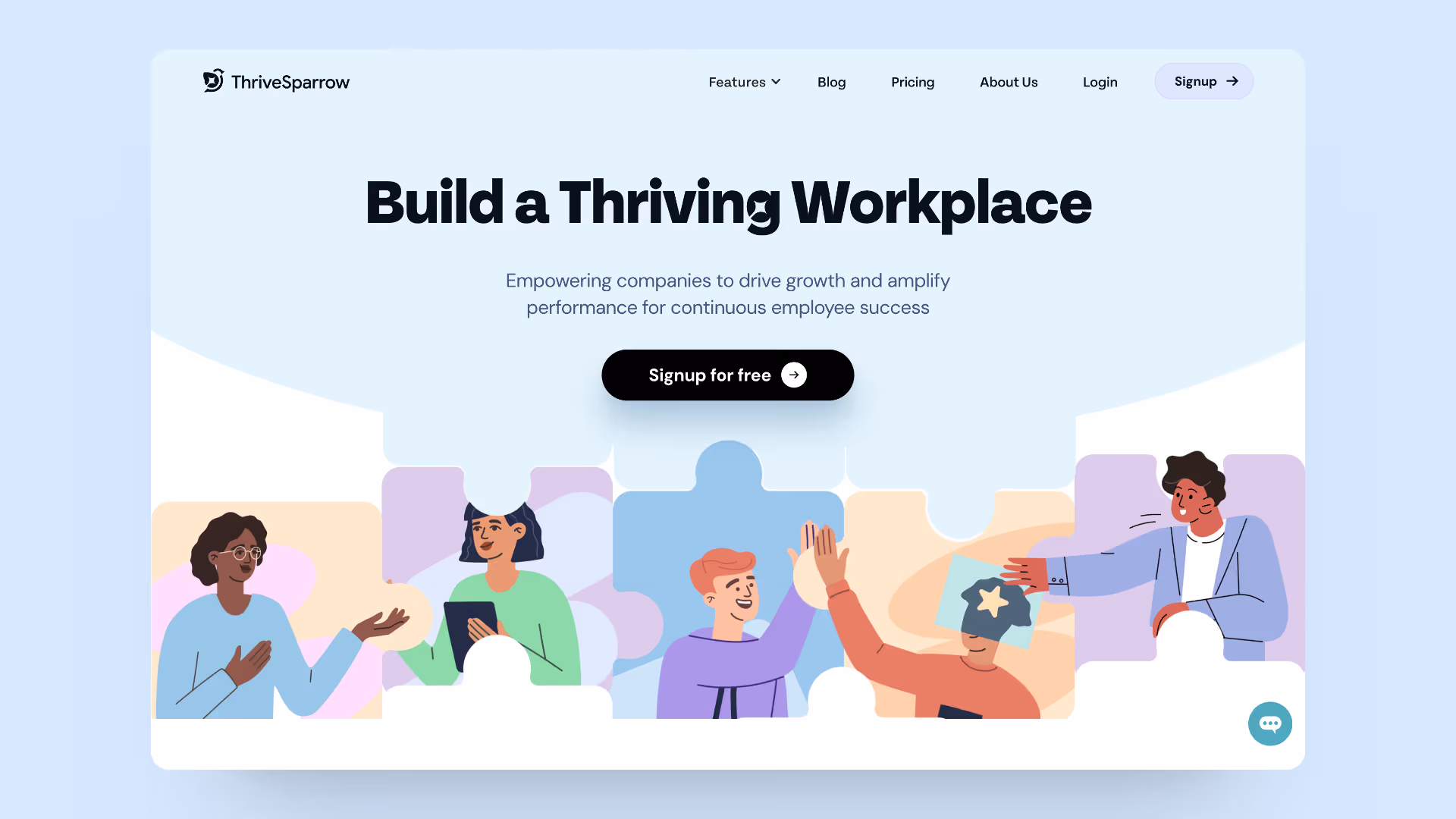 A screenshot of ThriveSparrow homepage