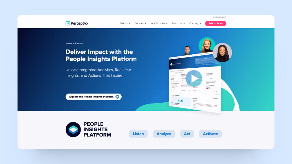 A screenshot of Perceptyx's homepage
