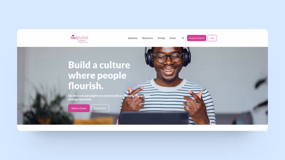 A screenshot of TINYpulse's homepage