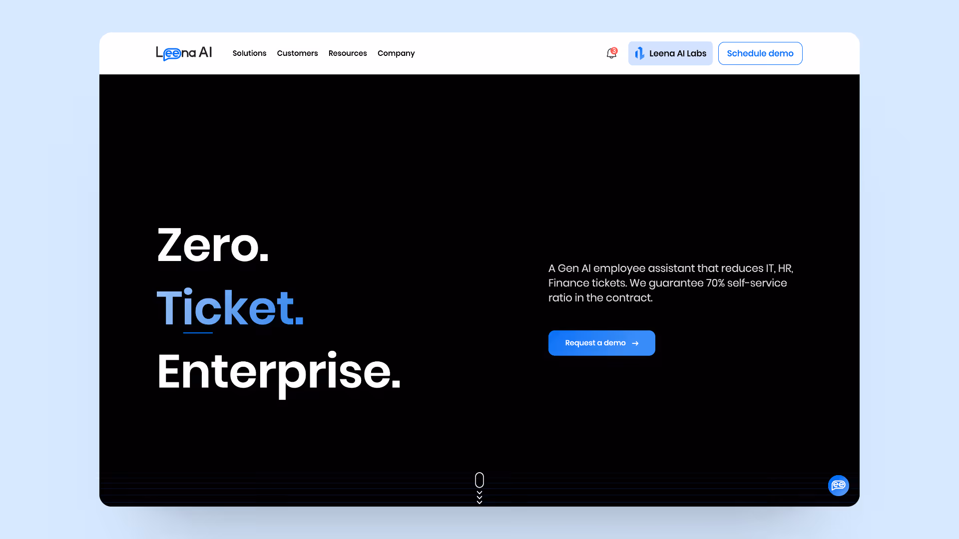 A screenshot of Leena AI's homepage