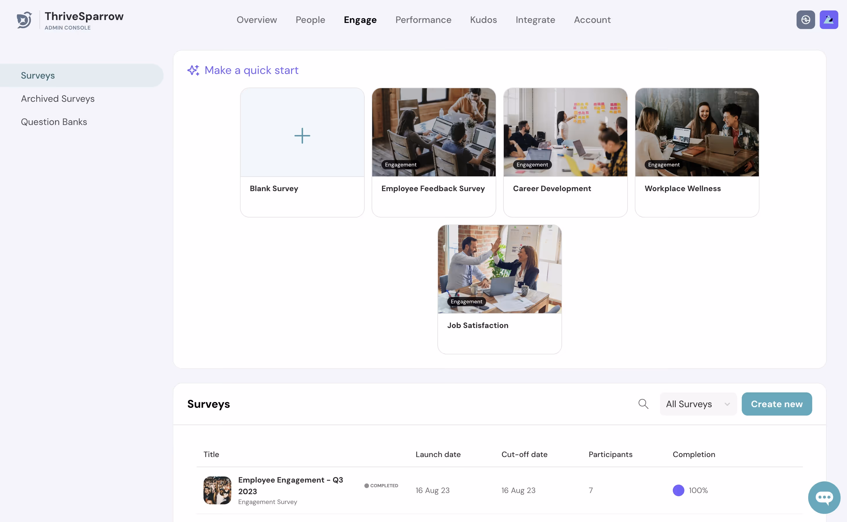 Survey Builder on ThriveSparrow