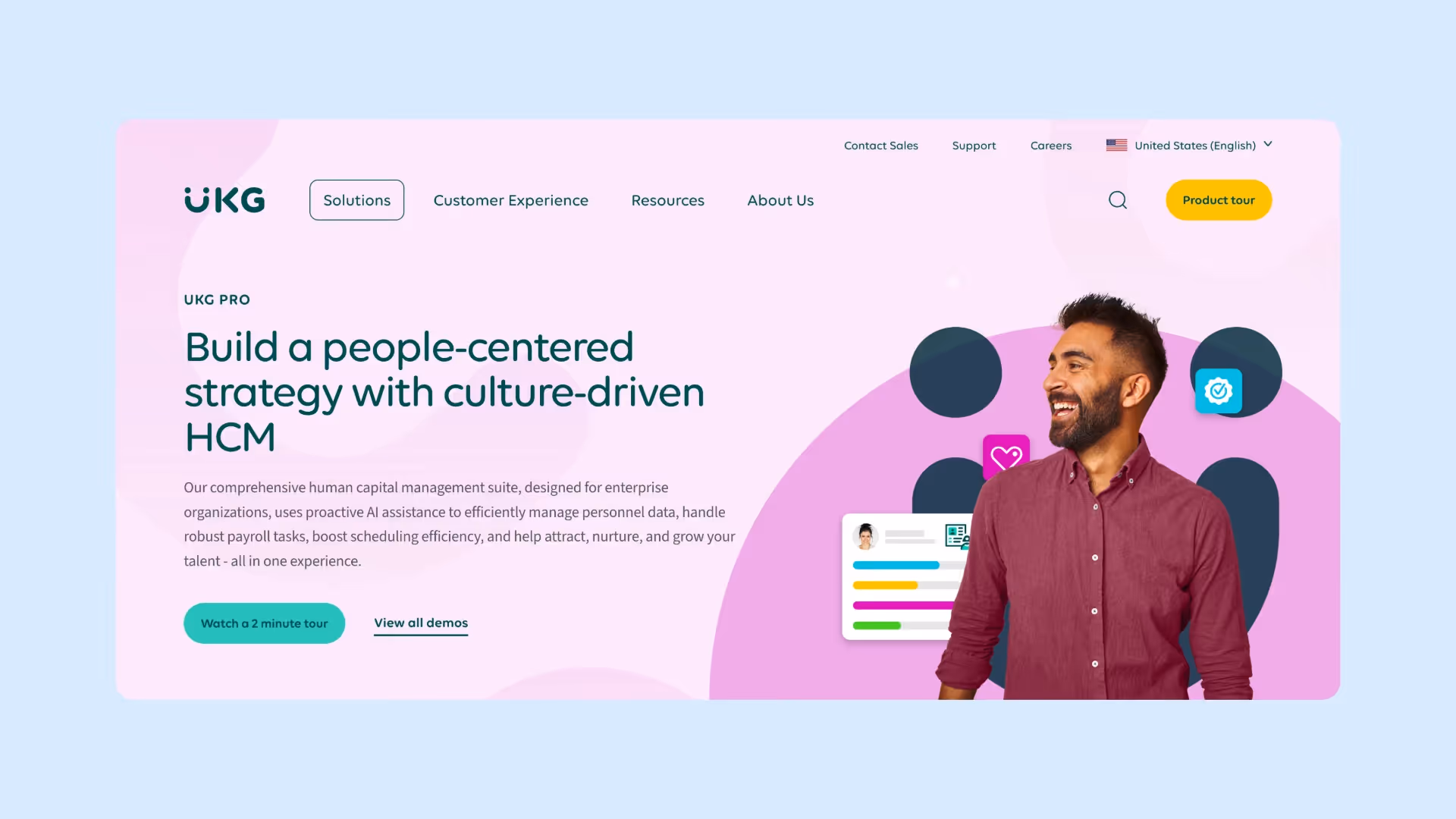 A screenshot of UKG Pro's homepage