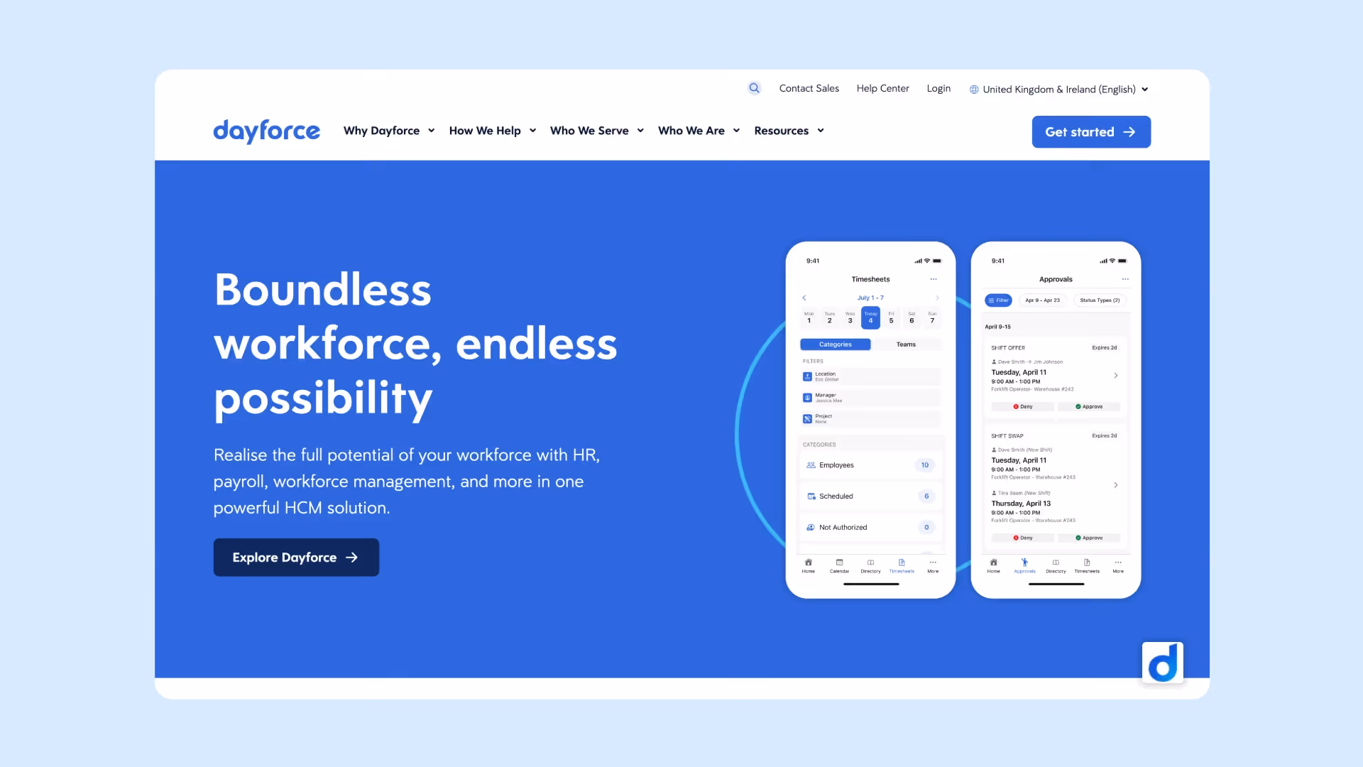 A screenshot of Ceridian Dayforce's homepage