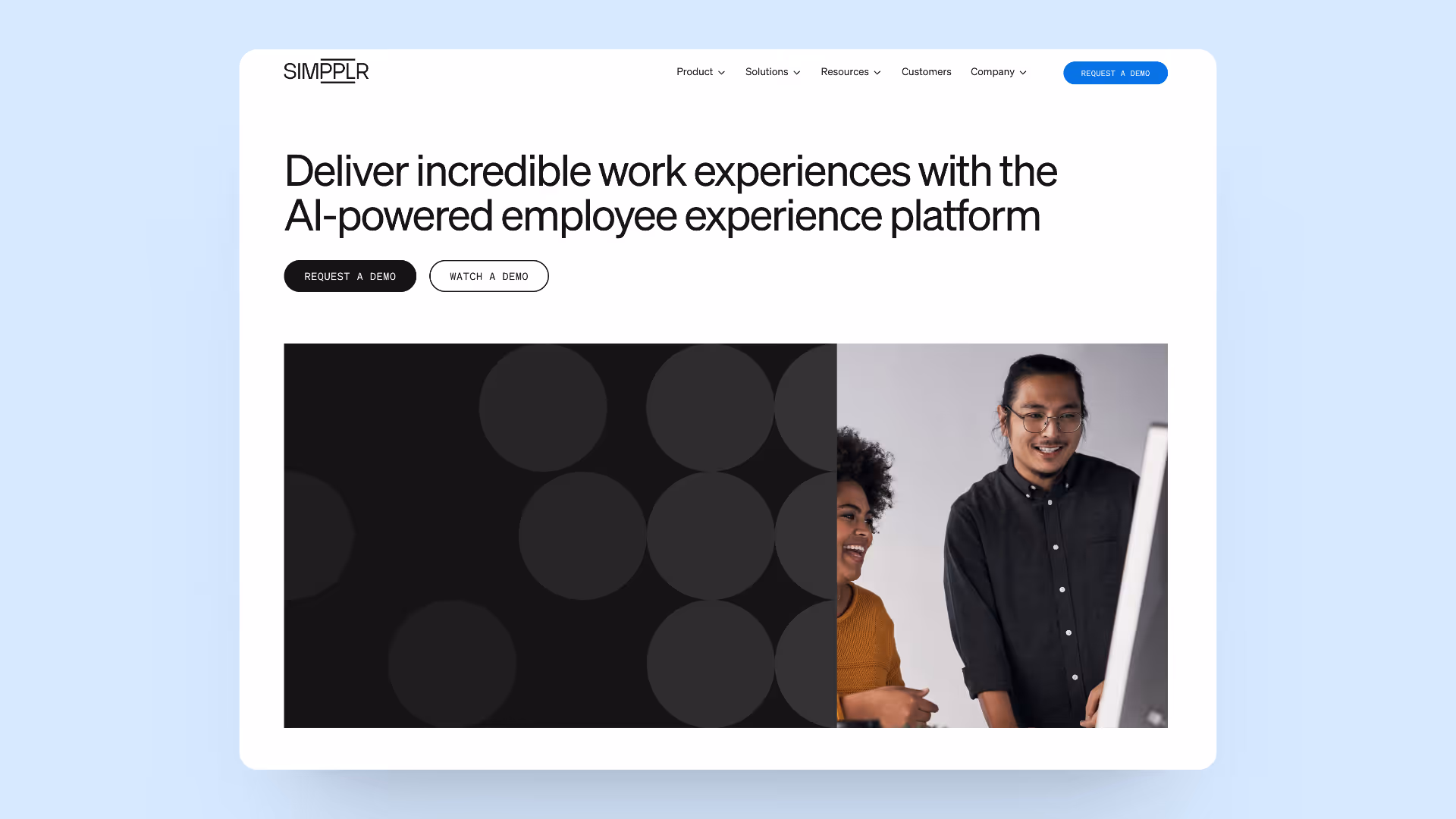 A screenshot of Simpplr homepage