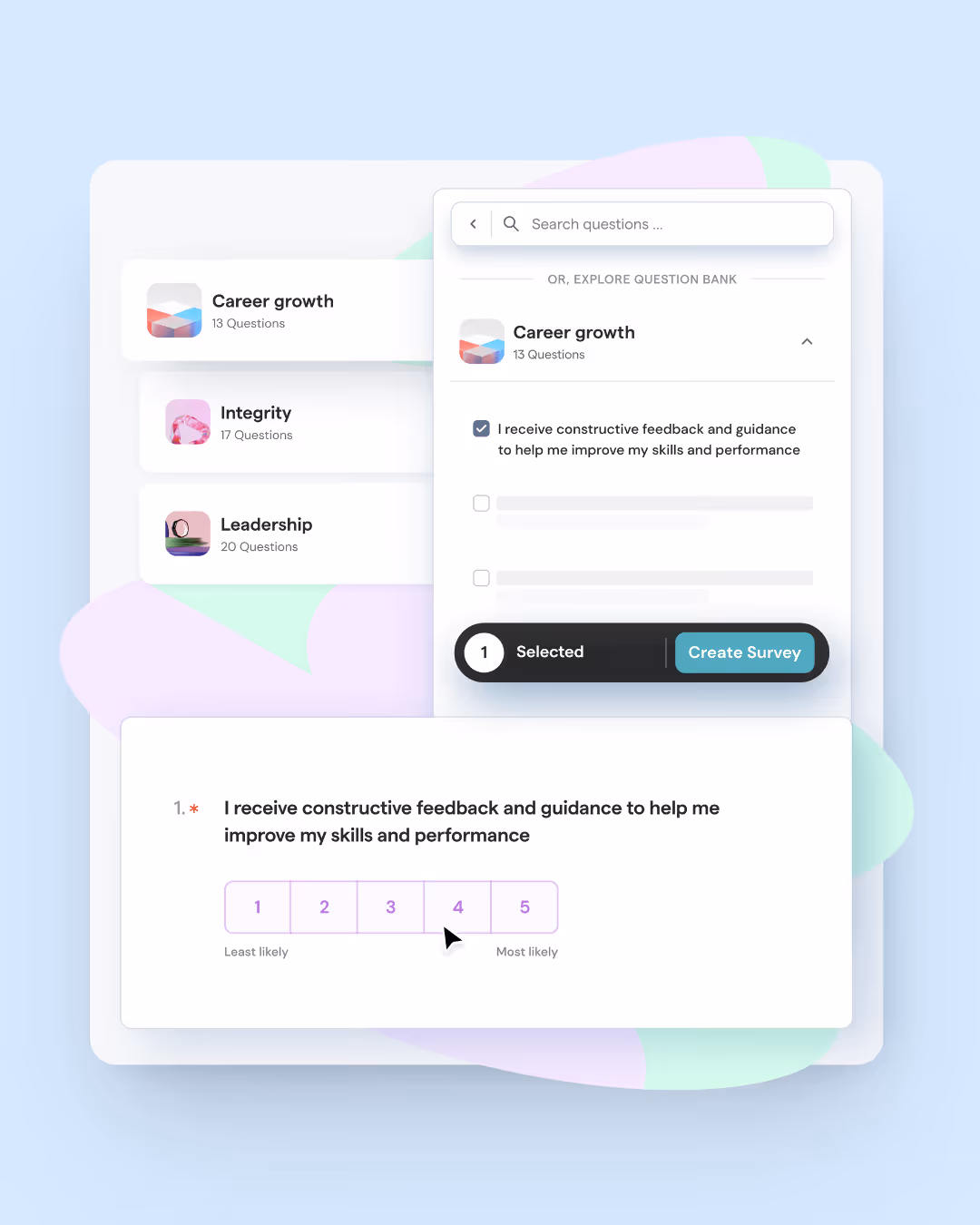 A screenshot of ThriveSparrow's question bank module