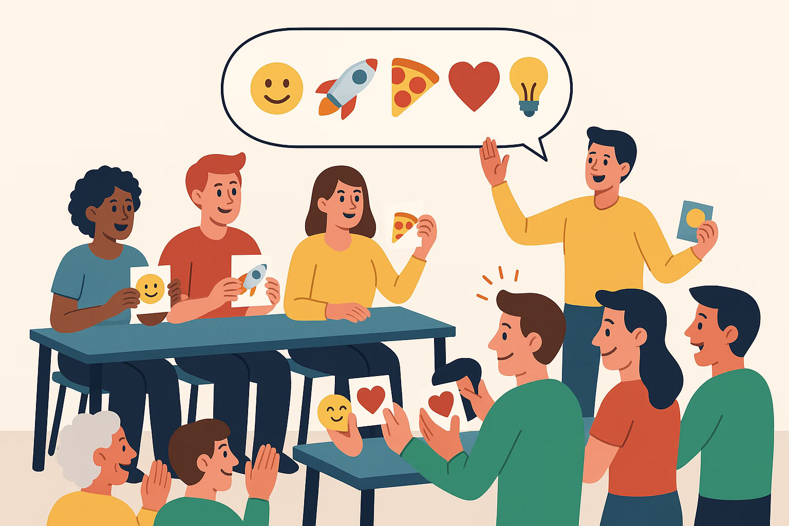 emoji storytelling game team activity infographic