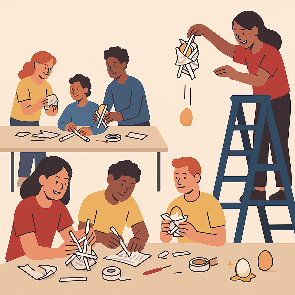egg drop challenge team activity infographic