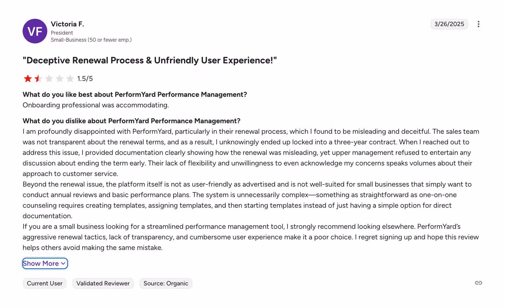 G2 PerformYardr Review2 Screenshot