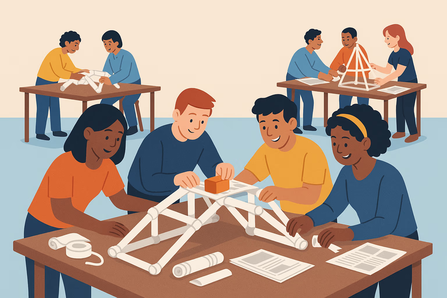 bridge build team activity infographic