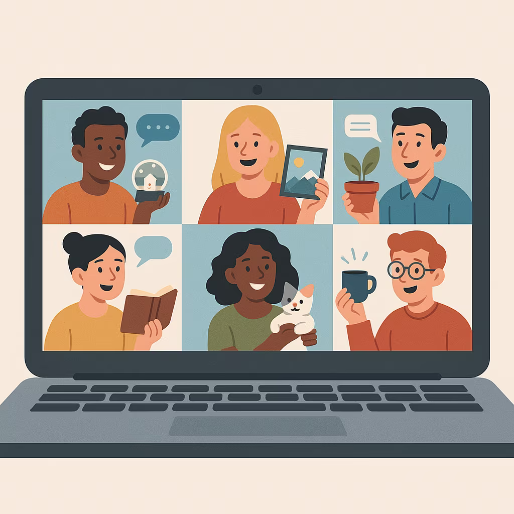 show and tell virtual team activity infographic