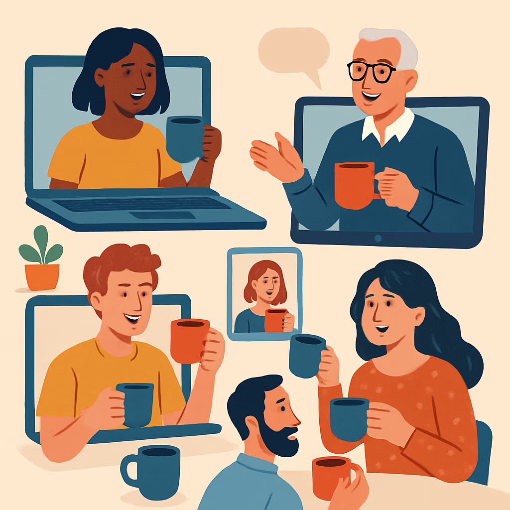 coffee roulette virtual team activity infographic