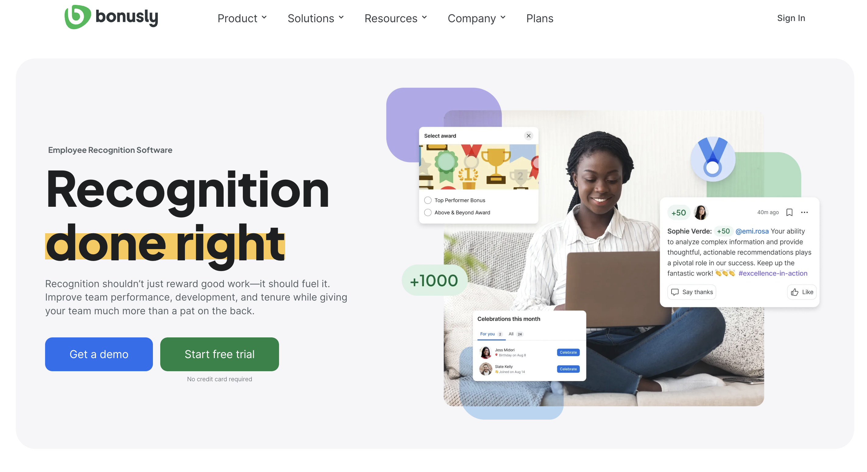 Bonusly Homepage