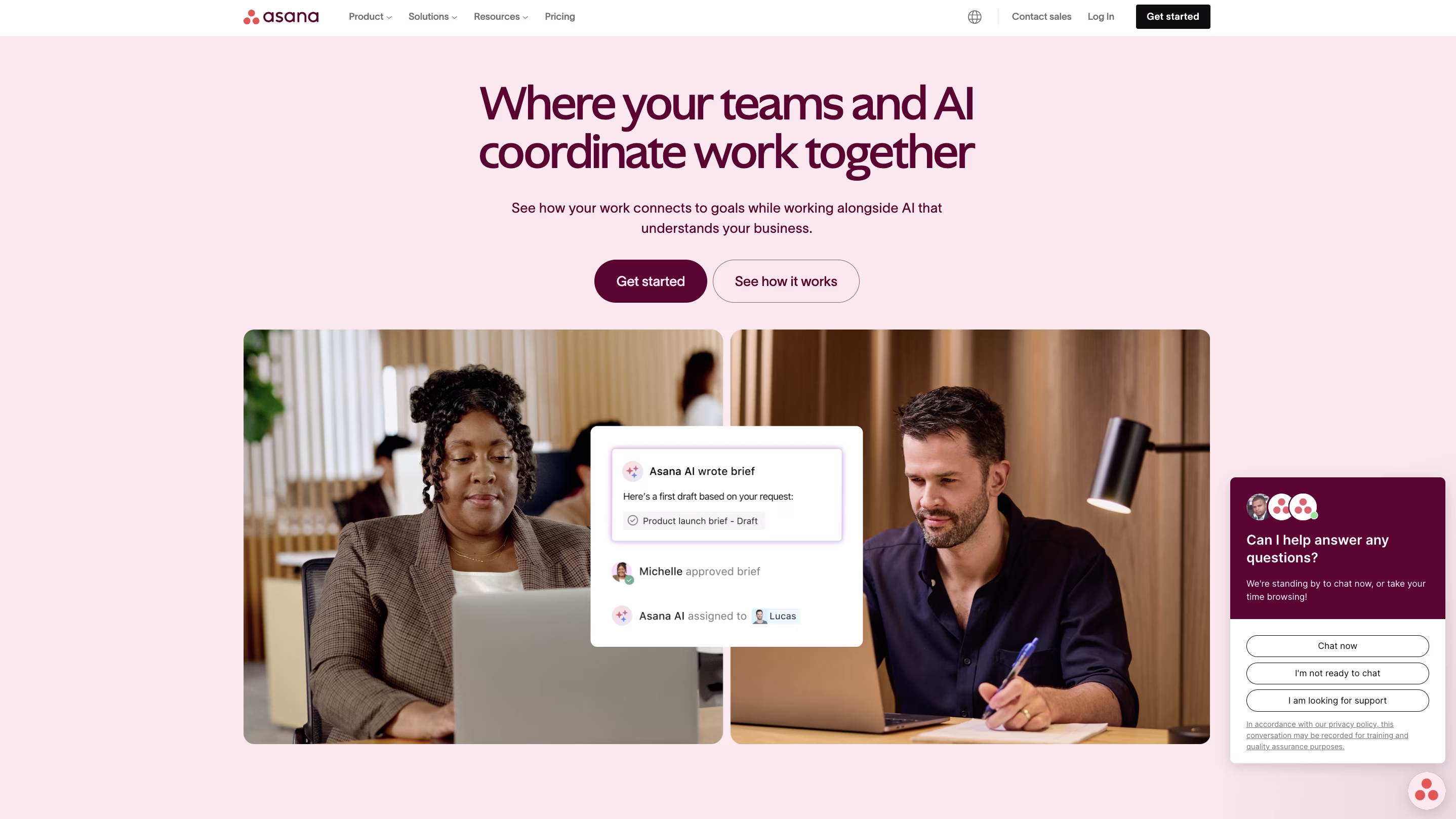 Asana homepage screenshot