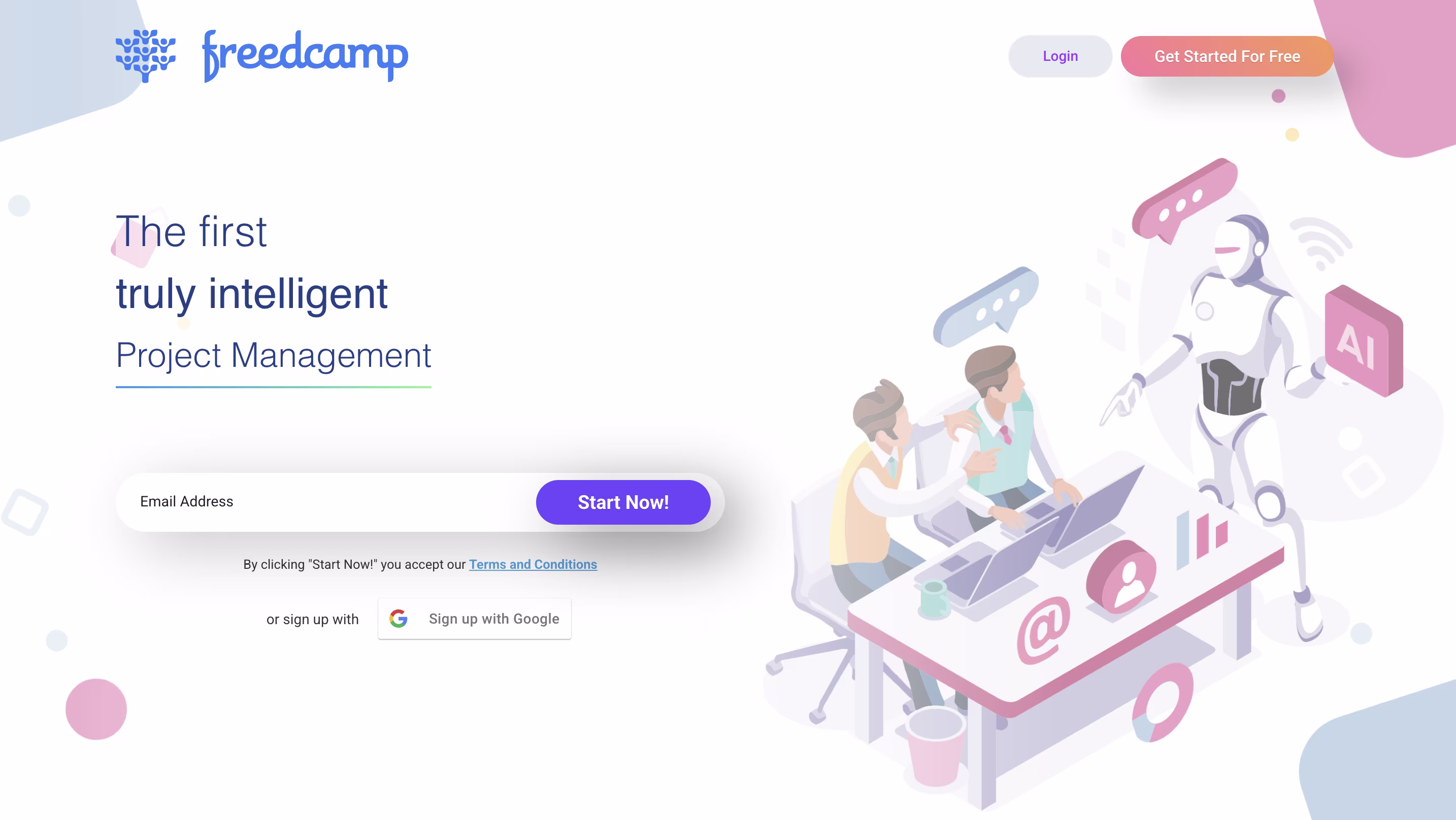 freedcamp Homepage Screenshot