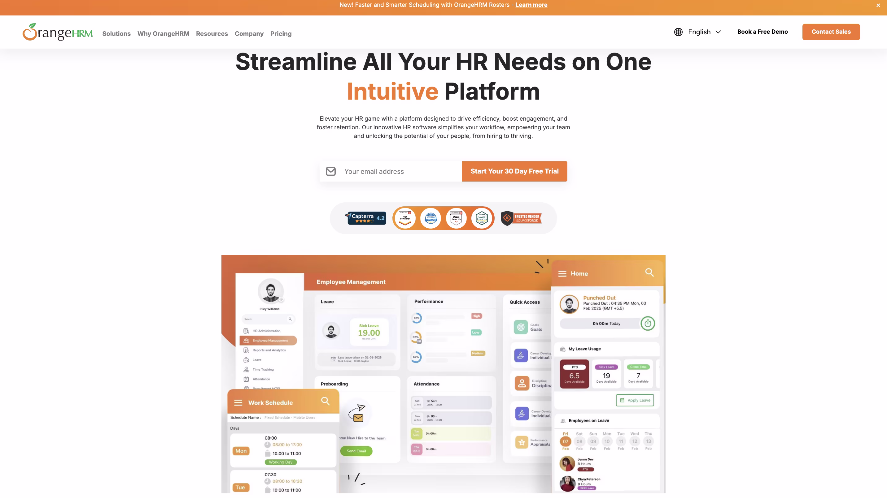orangehrm product screenshot