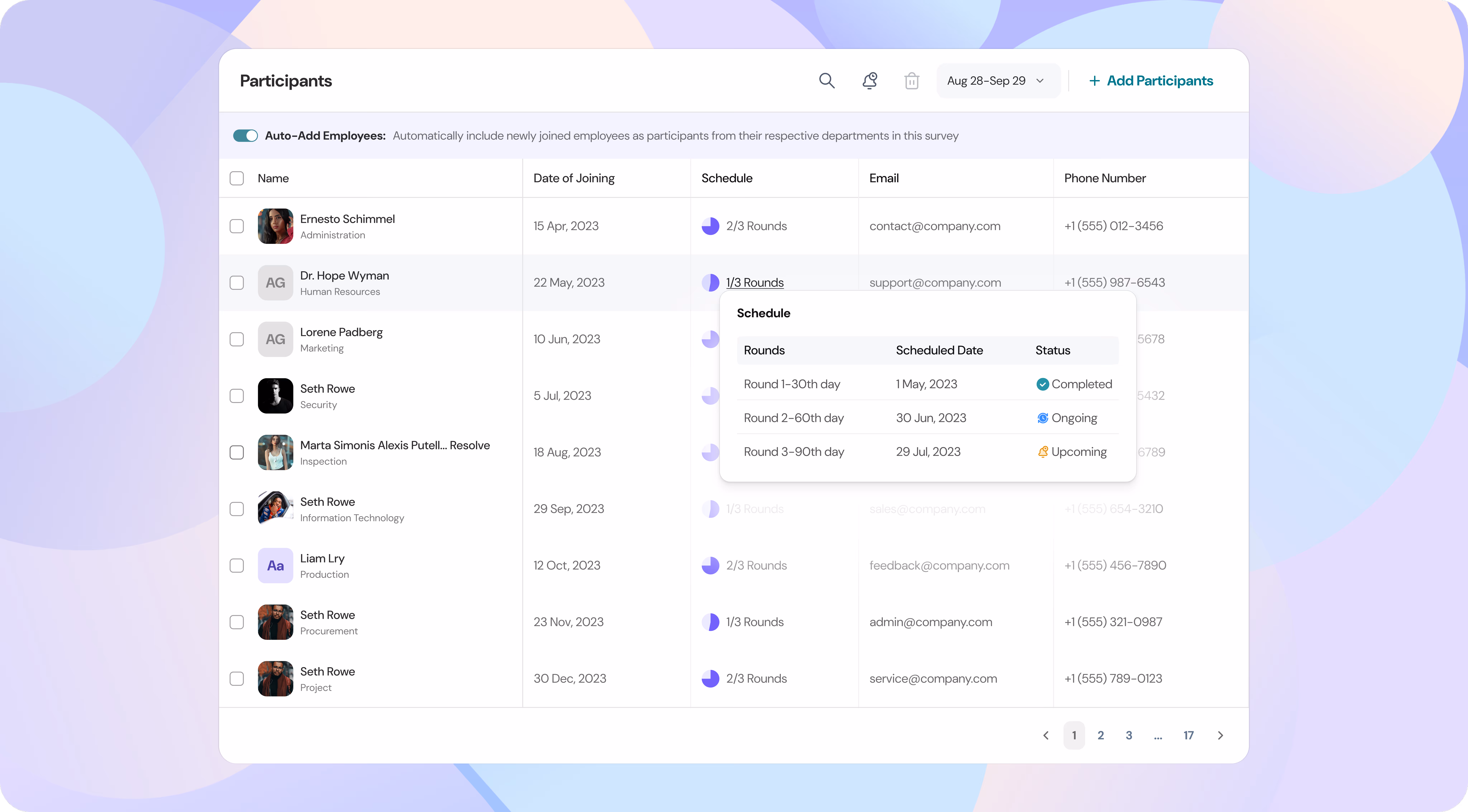 Smart participant management ThriveSparrow