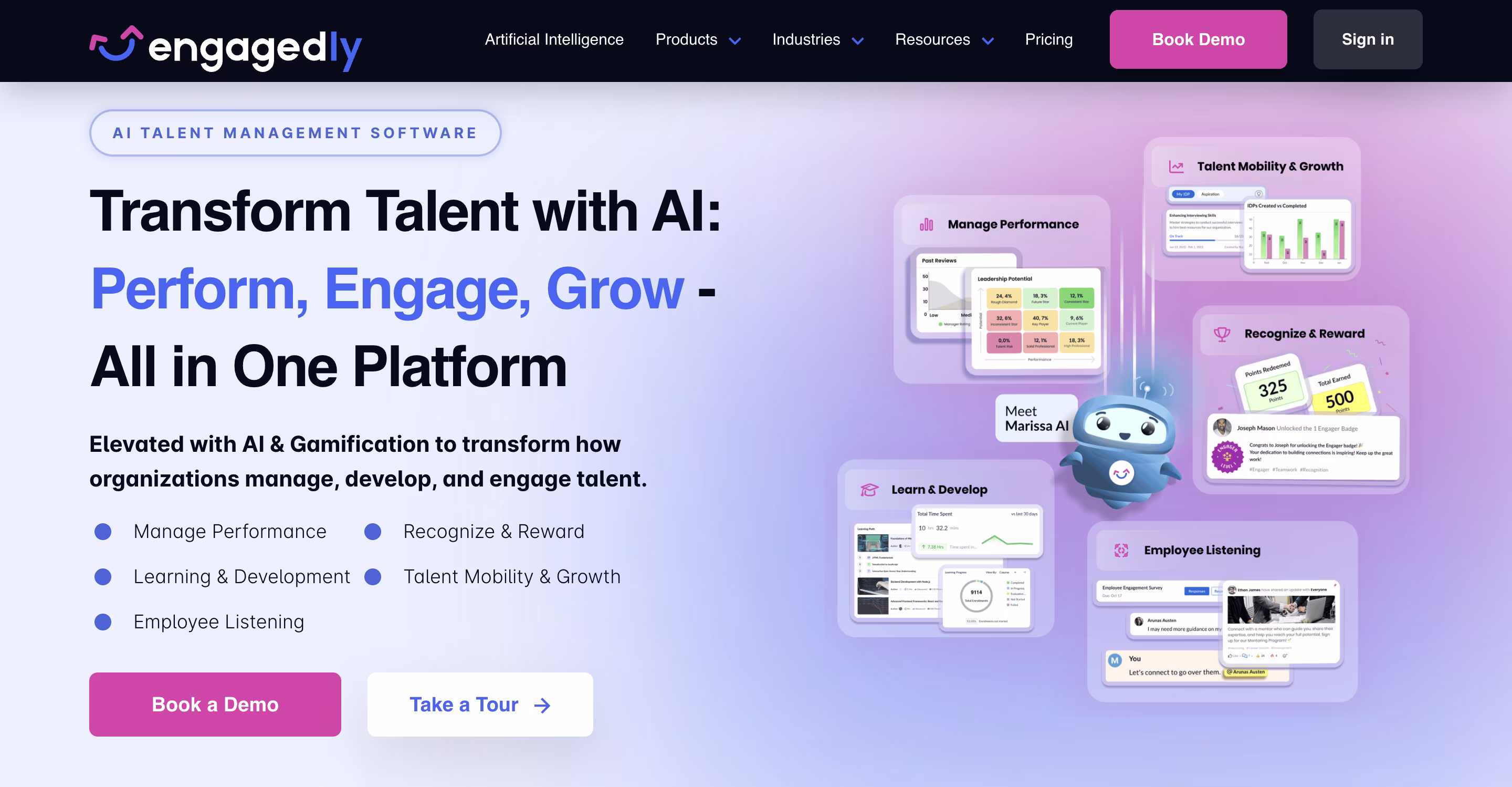 Engagedly's homepage