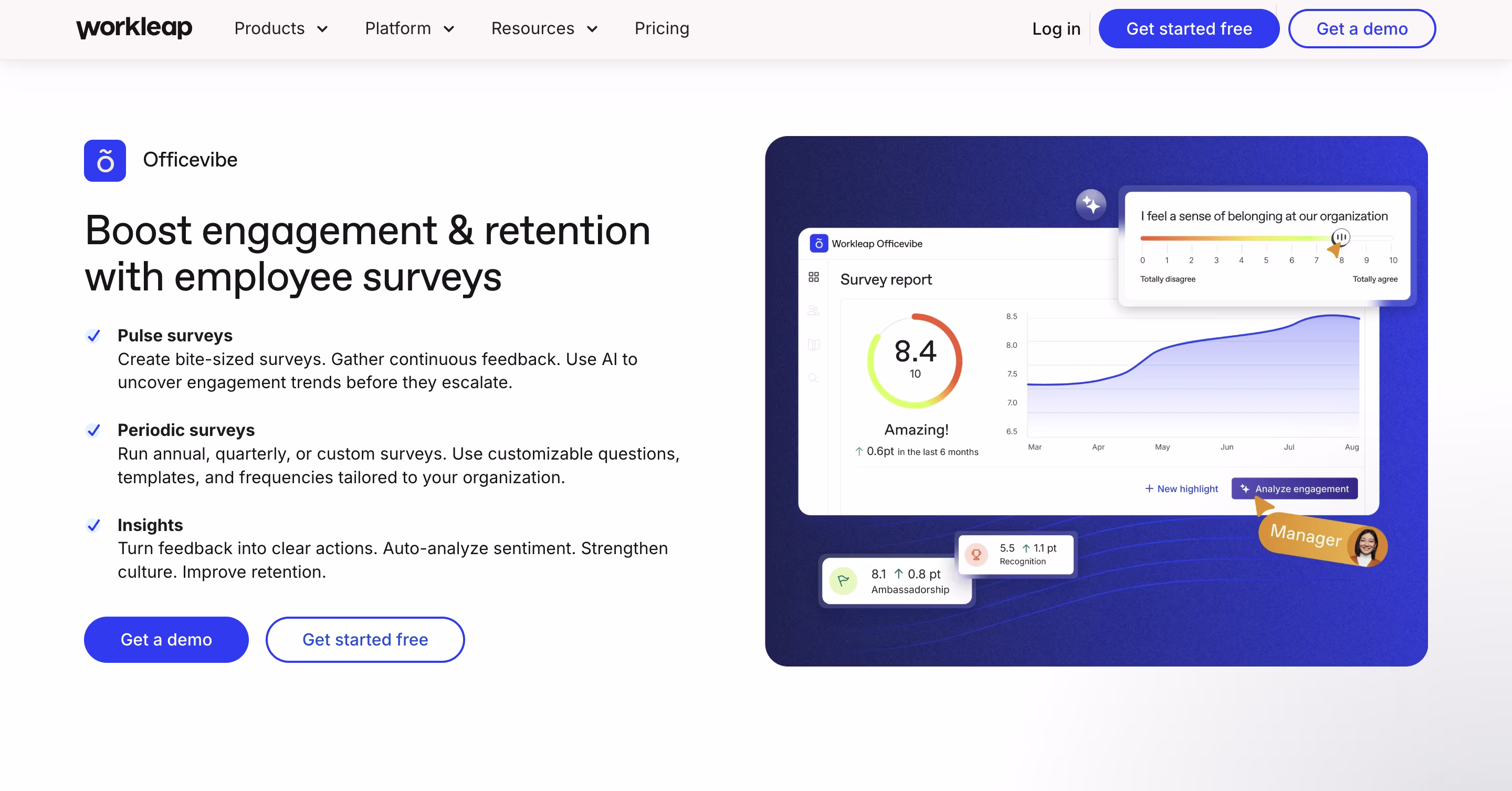 Officevibe's homepage