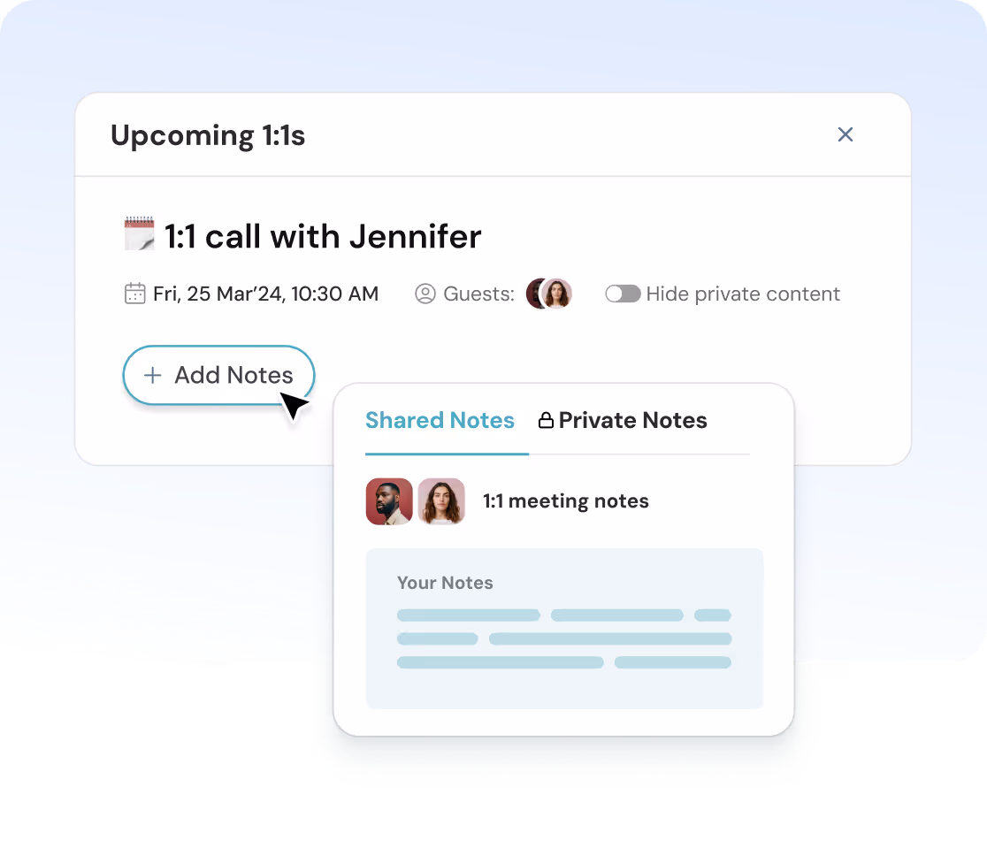 One-on-one meetings notes on ThriveSparrow