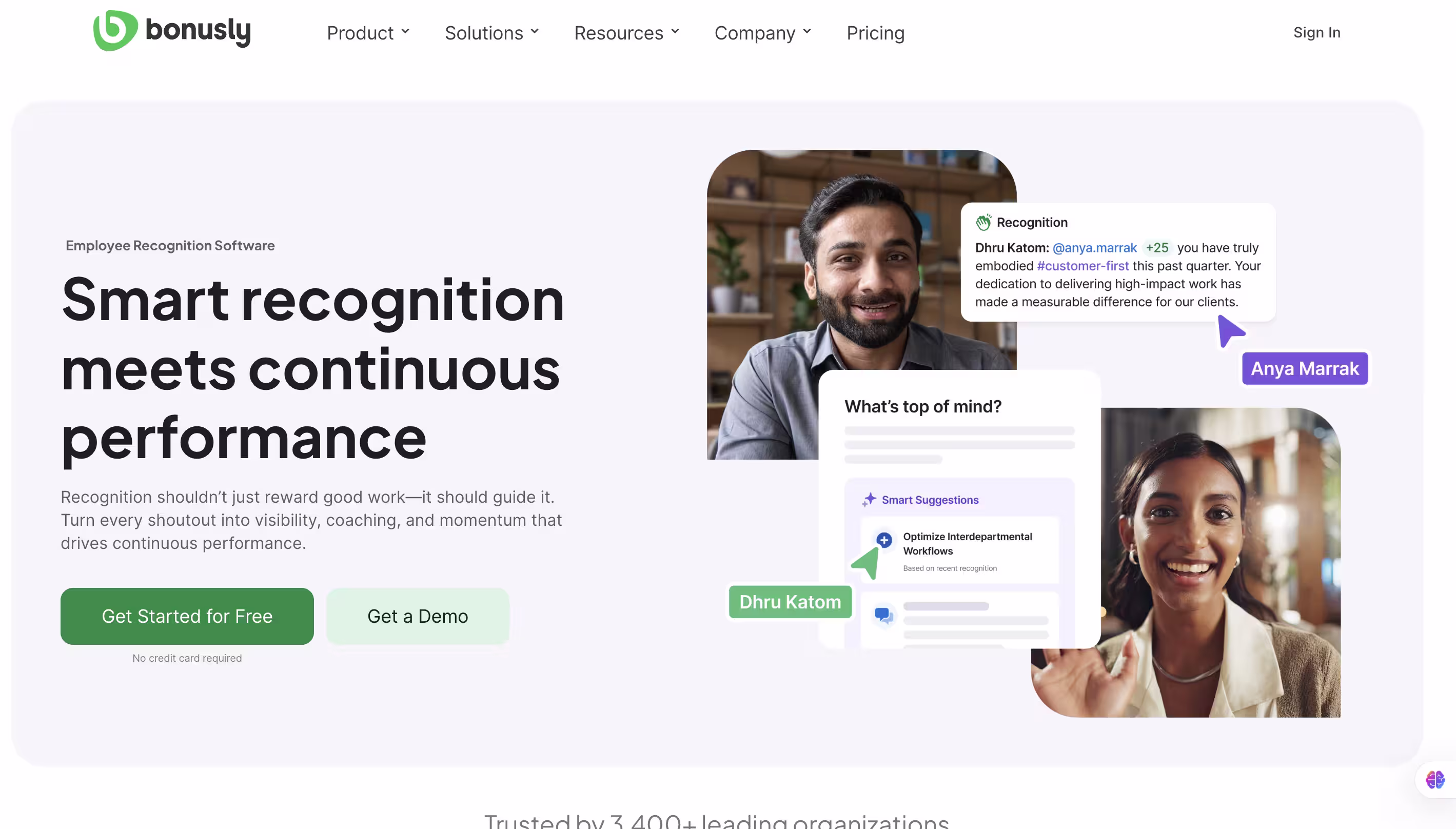 Bonusly peer-to-peer employee recognition software dashboard