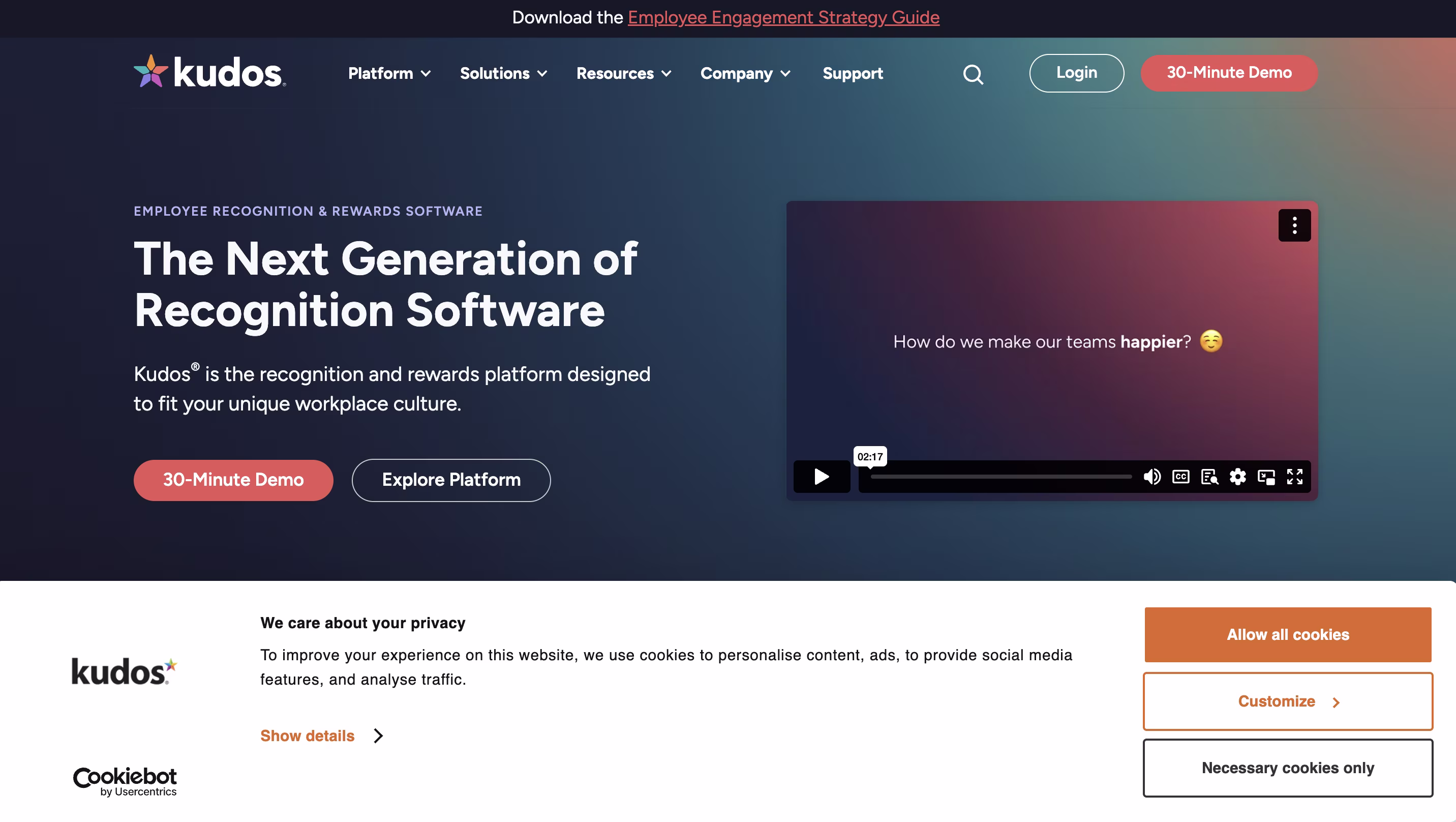 Kudos employee recognition platform