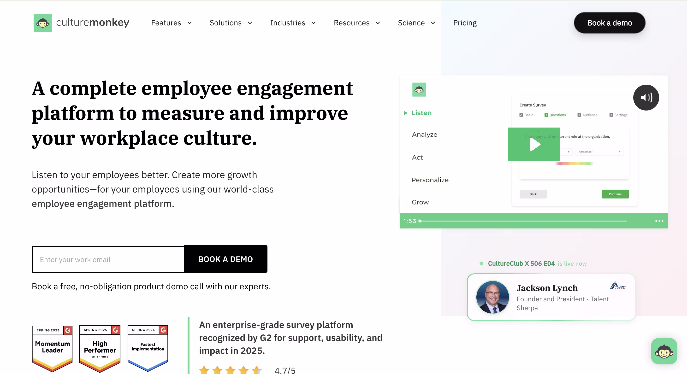 CultureMonkey employee survey platform