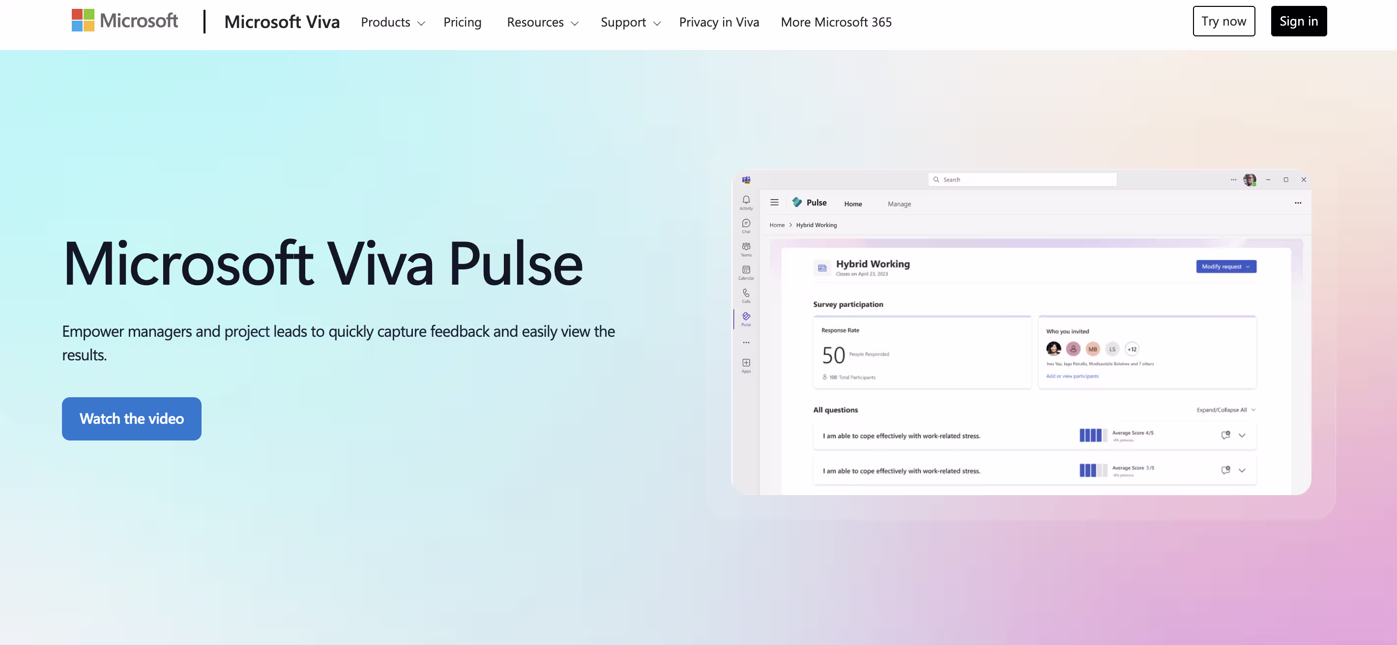 Microsoft Viva Pulse-homepage