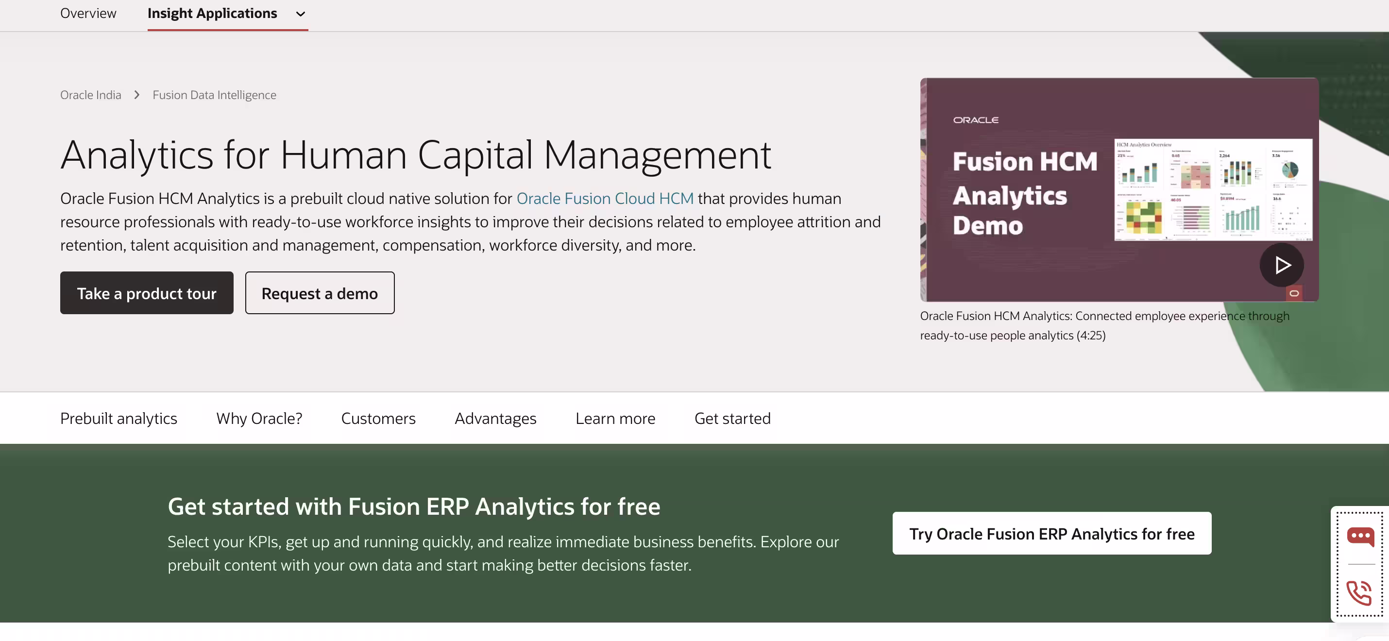 Oracle HCM Analytics Product homepage