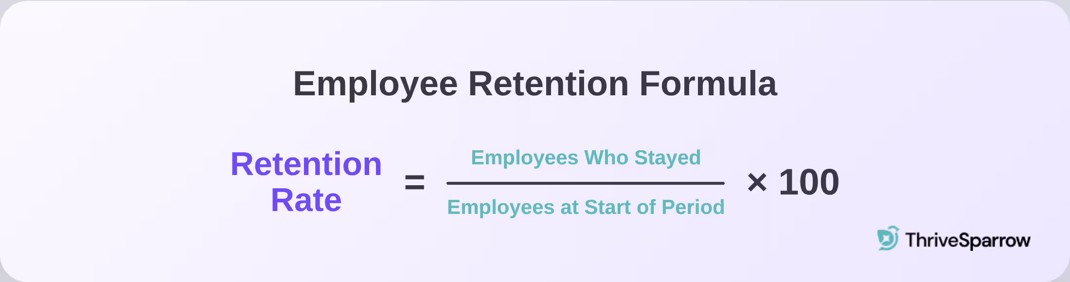 Employee retention formula: (employees who stayed ÷ employees at start of period) × 100
