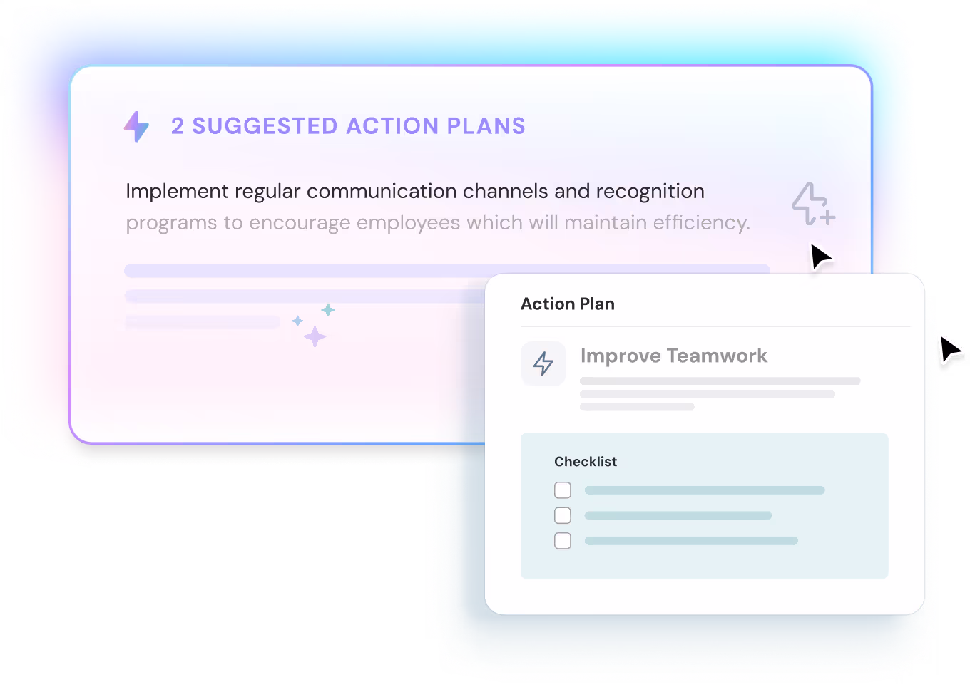 Infer AI highlights panel in ThriveSparrow showing team strength scores and an AI-generated development plan suggestion.